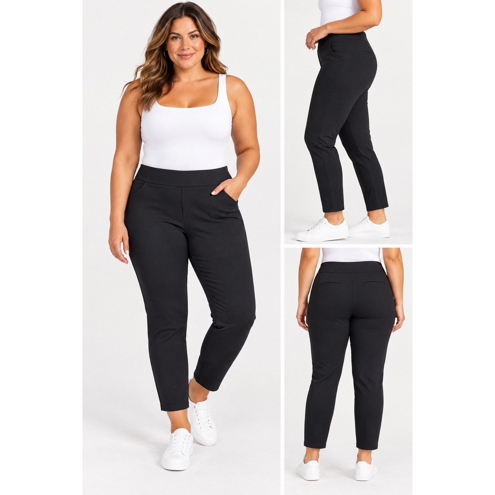 Torrid Pixie Pant 2XT Black Slim Stretch Pull On High Rise Plus NWT Career Date